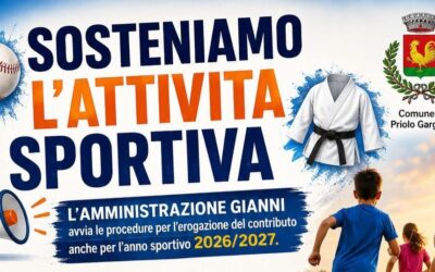 A Priolo Gargallo tornano i contributi per lo sport: sostegno alle famiglie per l’anno 2026/2027