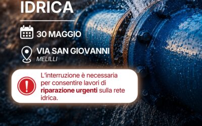 ​Comune di Melilli avvisa. Interruzione idrica in via San Giovanni il 30 maggio