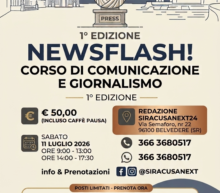 Siracusa Next24 lancia “NewsFlash!”. Al via la 1° edizione del corso di Comunicazione e Giornalismo condotto dal nostro Direttore Angelo Di Tommaso