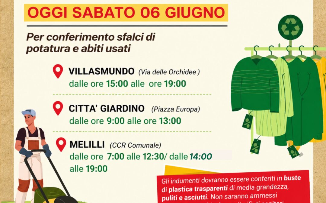 Isole ecologiche a Melilli | Orari e info per lo smaltimento di sfalci e abiti usati