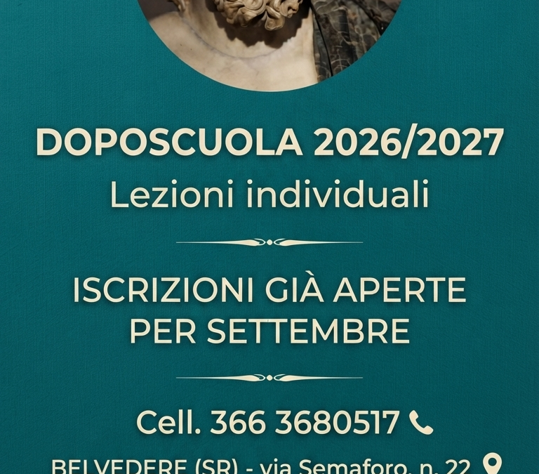 Aperte le iscrizioni per Settembre al doposcuola 2026/2027 dello Studio Professionale di Angelo Di Tommaso