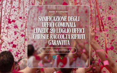 Ferla | Sanificazione degli uffici comunali. Lunedì 20 Luglio sportelli chiusi al pubblico