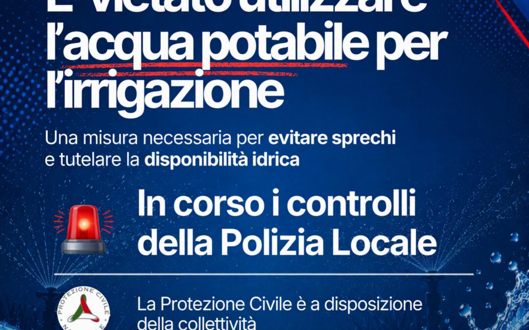 Melilli – Emergenza idrica | Stop all’irrigazione di giardini e orti