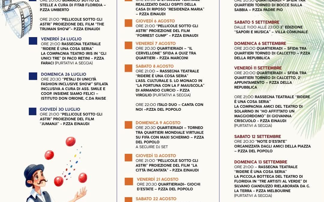 Floridia Summer Fest 2026 | La Città si accende tra musica, spettacoli e tradizione