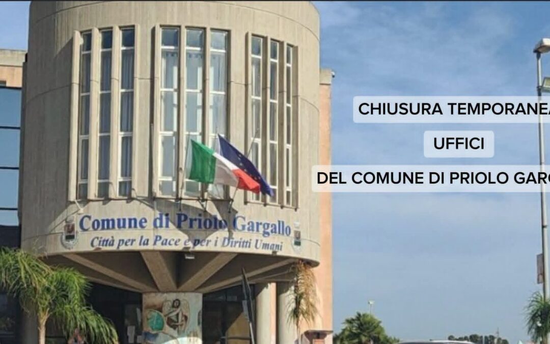 Chiusura pomeridiana degli uffici comunali a Priolo Gargallo per tutti i martedì del mese di Agosto