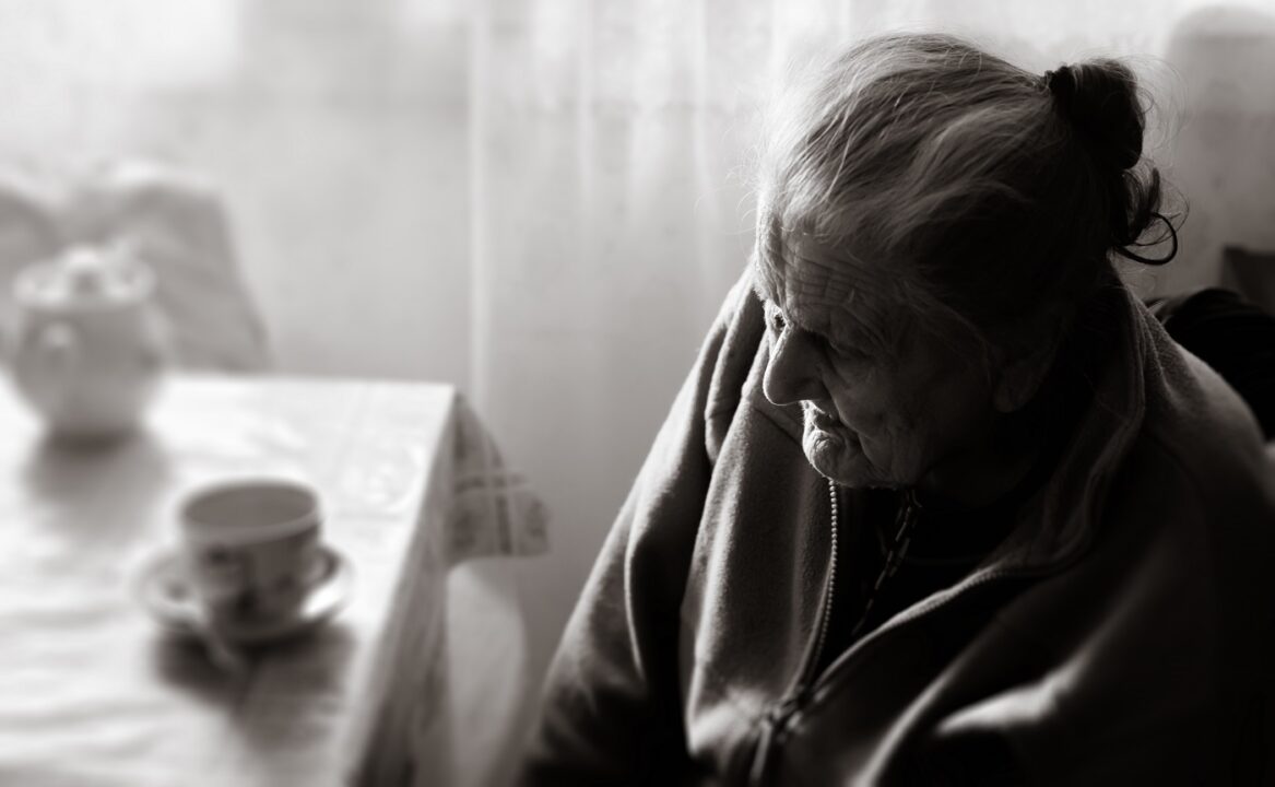Very old tired woman
