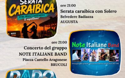 Domenica 16 Agosto ricca di eventi ad Augusta e Brucoli tra musica, ballo e cabaret