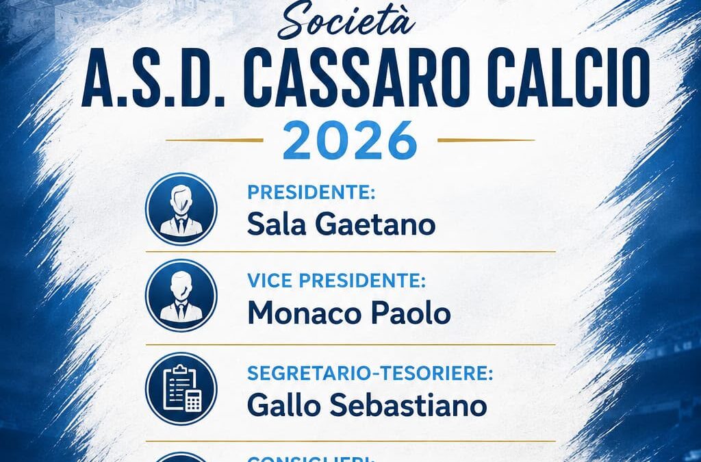 Un nuovo capitolo per il calcio a Cassaro | Nasce l’A.S.D. Cassaro Calcio 2026