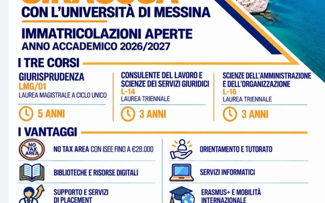 Studiare a Siracusa con l’Università di Messina: Aperte le Immatricolazioni per l’A.A. 2026/2027