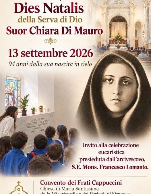 Siracusa | Celebrazioni del 13 settembre in memoria di Suor Chiara Di Mauro