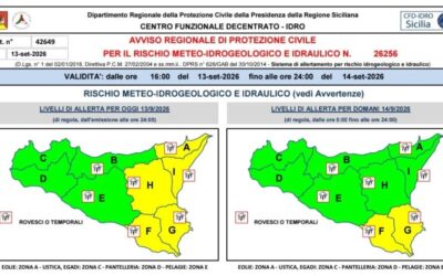 Siracusa, allerta meteo gialla fino alle 24 di domani