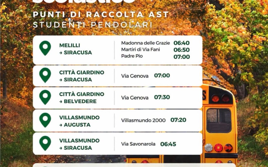 Trasporto scolastico pendolari: attivi i punti di raccolta e le corse AST