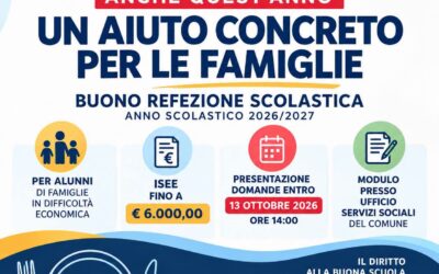 Mensa scolastica, il Comune di Portopalo rinnova il supporto alle famiglie in difficoltà