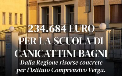 Scuola, oltre 230mila euro dalla Regione per l’Istituto Comprensivo Verga di Canicattini Bagni