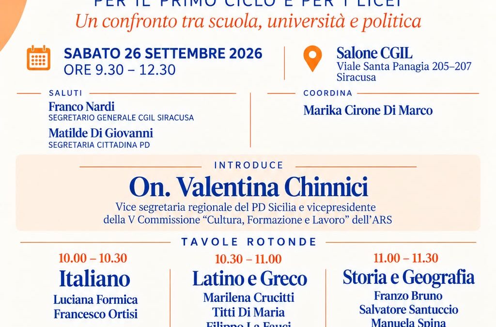 “Quale scuola per il futuro?”: a Siracusa un dibattito tra scuola, università e politica