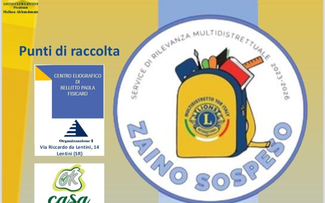Lentini, torna lo “Zaino Sospeso”: Lions in campo per aiutare le famiglie in difficoltà