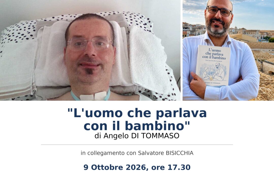 Angelo Di Tommaso affida la conclusione della presentazione del suo libro all’amico Salvatore Bisicchia, affetto da SLA