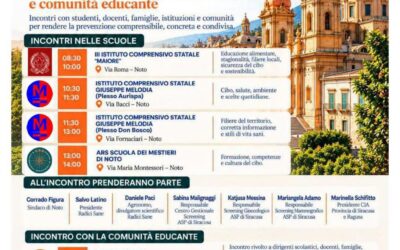 Noto, la salute comincia dalle scuole: domani il City Lab di “Radici Sane” tra educazione, prevenzione e comunità