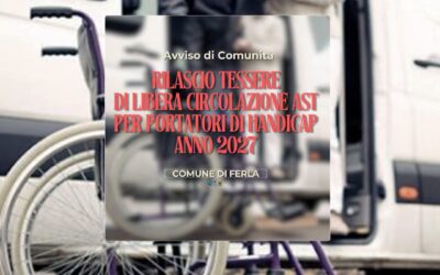 Ferla, al via le domande per la tessera AST gratuita per i disabili – Anno 2027