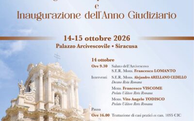 Siracusa, al via il Convegno giuridico-pastorale e l’inaugurazione dell’Anno Giudiziario del Tribunale Ecclesiastico