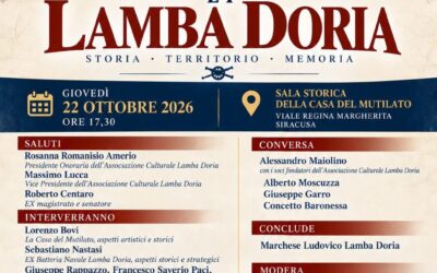 Siracusa e Lamba Doria, storia e memoria: giovedì 22 ottobre convegno alla Casa del Mutilato
