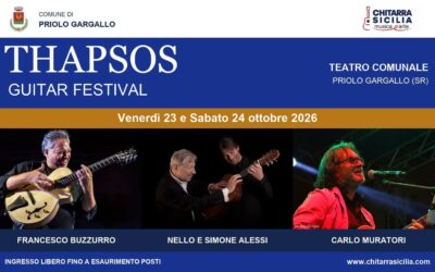 Thapsos Guitar Festival. A Priolo due serate a Teatro Comunale con Buzzurro, Alessi e Muratori