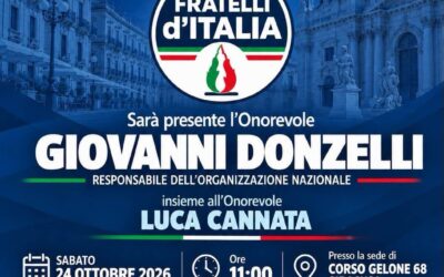 Siracusa, Fratelli d’Italia incontra il territorio: oggi in città l’on. Giovanni Donzelli con Luca Cannata