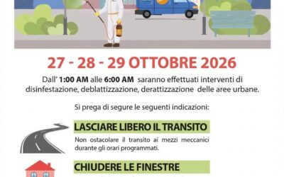 Sortino, disinfestazione e derattizzazione: tre notti di interventi dal 27 al 29 ottobre