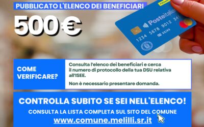 Melilli | Carta Dedicata a Te da 500 euro – Pubblicato l’elenco dei beneficiari