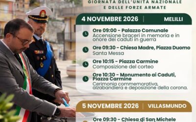 Melilli e Villasmundo celebrano il 4 Novembre | Due giorni di cerimonie per l’Unità Nazionale e le Forze Armate