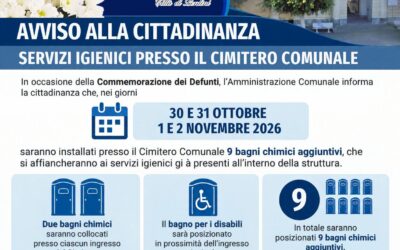 LENTINI | Commemorazione dei Defunti. 9 bagni chimici aggiuntivi al Cimitero Comunale