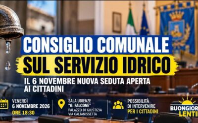 LENTINI – Consiglio comunale aperto sul servizio idrico | Appuntamento il 6 novembre