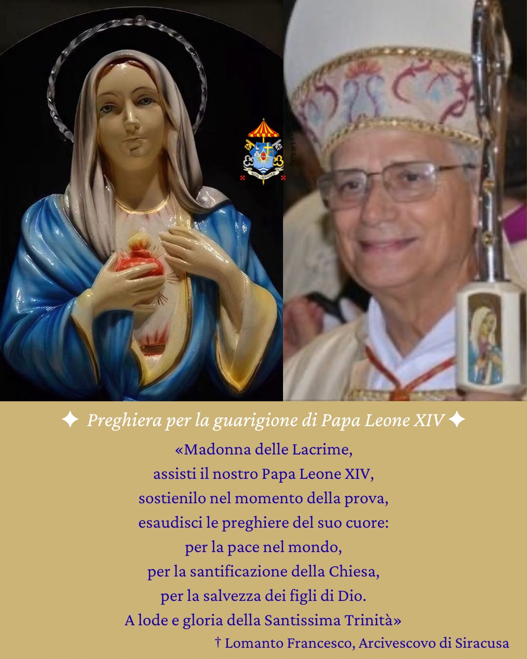 Per Papa Leone_Preghiera dell Arcivescovo di Siracusa