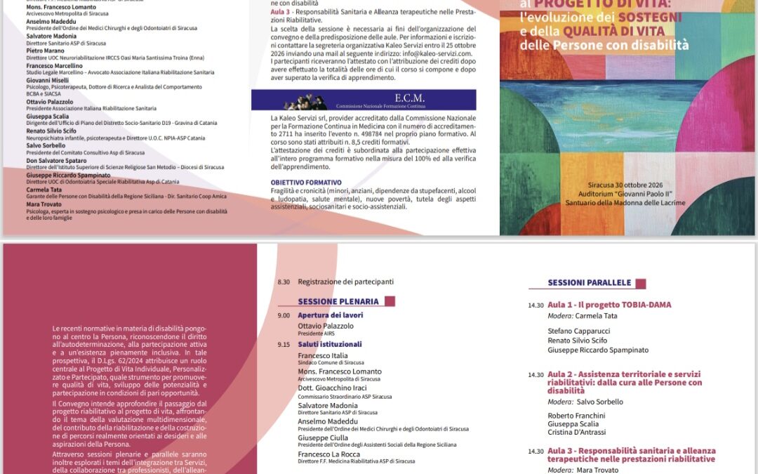 Siracusa | Domani al Santuario il convegno AIRS sulla qualità di vita delle persone con disabilità